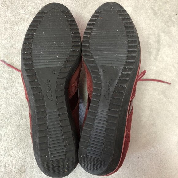 Clarks Somerset Wine Brogue Oxford Derby Suede Lace Up Shoes - Picture 10 of 14